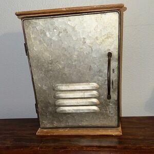 Galvanized Metal Cabinet with Wood Frame - Rustic Industrial Accent